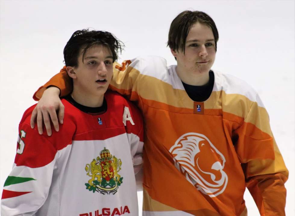 Kaloyan representing Bulgaria in international hockey competition